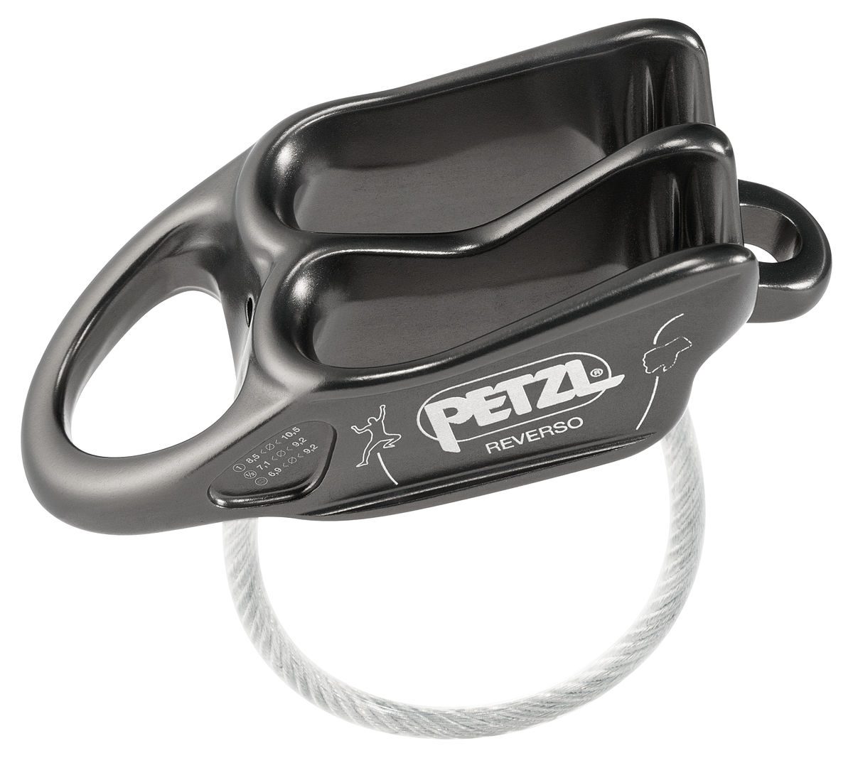 Petzl Reverso mørk grå taubrems
