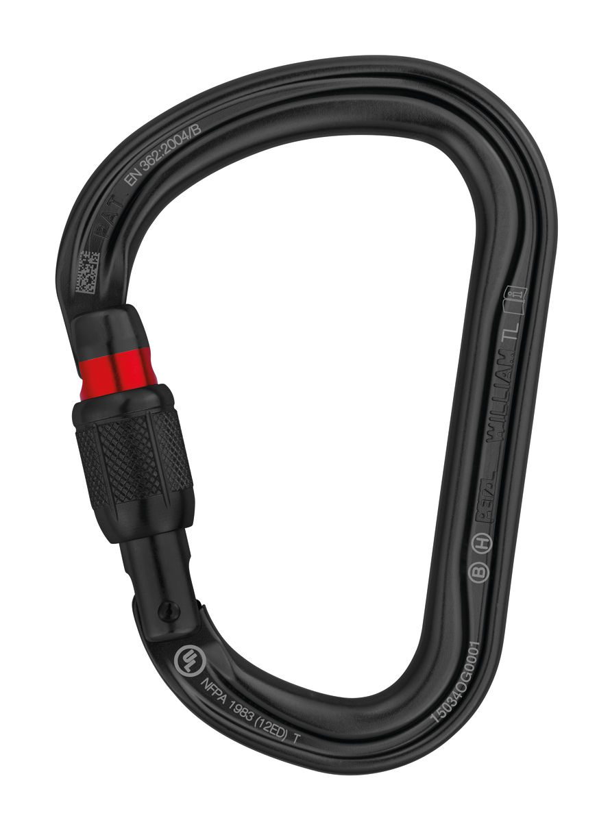 Petzl William svart karabin - SCREW-LOCK